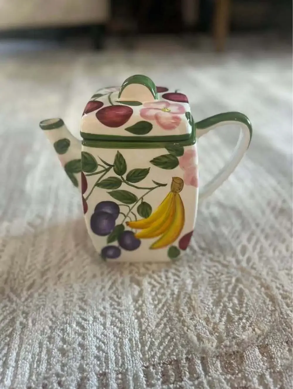 Tabletops Unlimited Sorbet Square Ceramic Fruit Teapot
